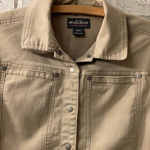 NEW Woolrich Women’s Small Beige Button Denim Trucker Jean Jacket Small - Picture 3 of 11